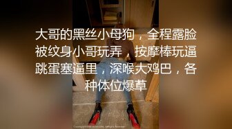 大哥的黑丝小母狗，全程露脸被纹身小哥玩弄，按摩棒玩逼跳蛋塞逼里，深喉大鸡巴，各种体位爆草